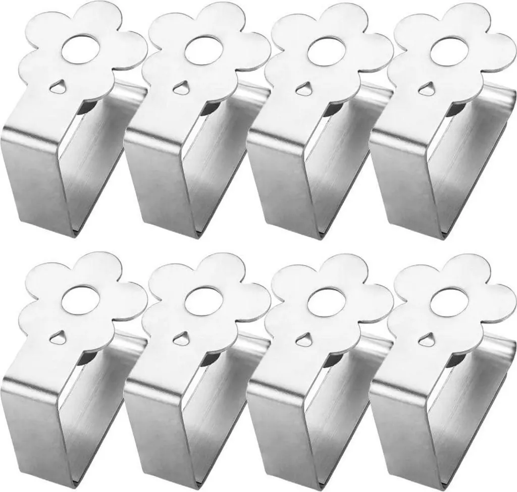 Stop Nappe qui s'envole : Pinces de Table en Acier Inox Floral (8 pcs)