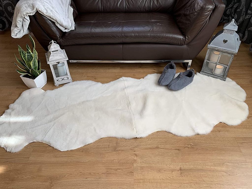 Sheepmania Doppel Schaffell Echt Geschoren - Natürlich Gegerbtes Lammfell Echt - Kurzes Dichtes Schaffell Echt - Teppich Decke Kamin Lammfelldecke...