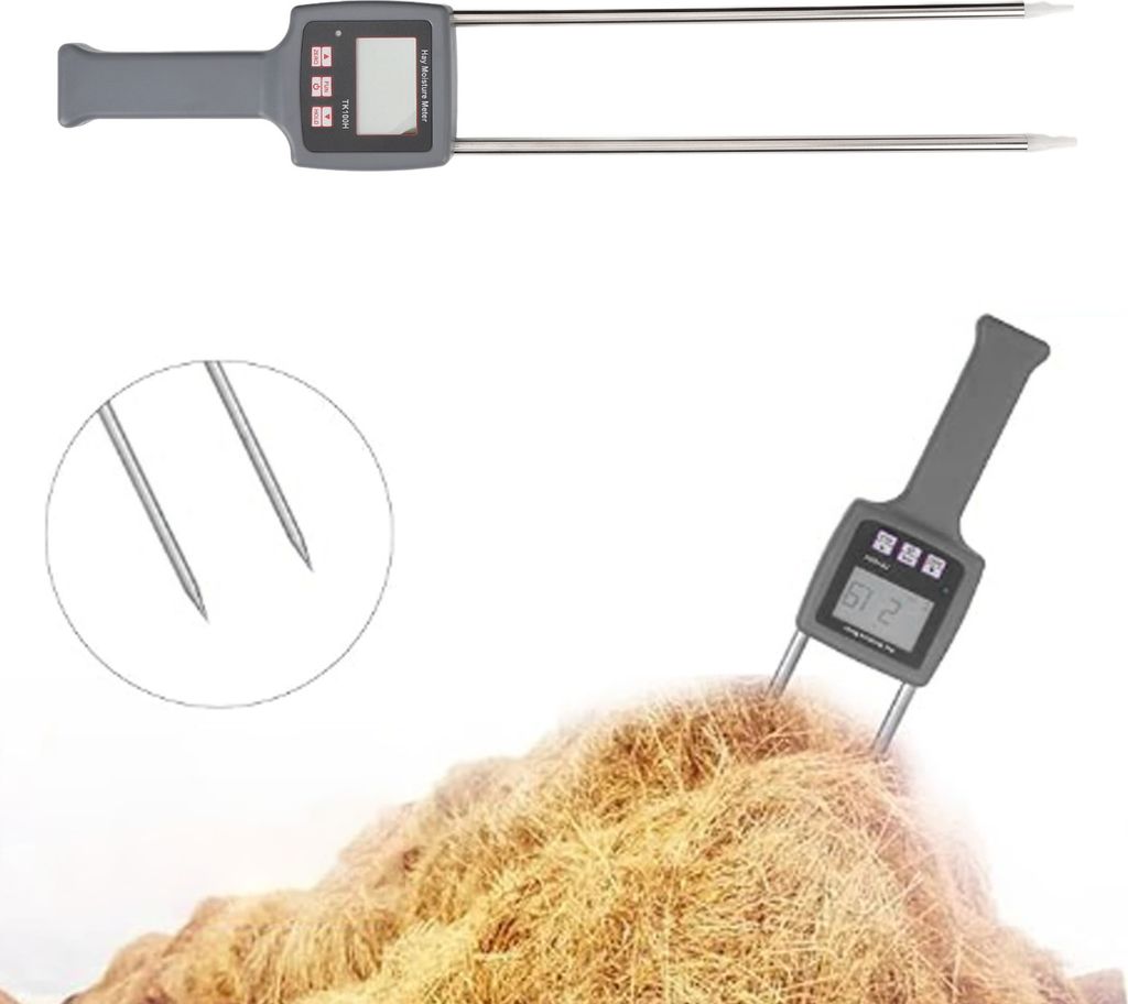 Tragbares Heu Feuchtemessgerät Professionelle Verhinderung von Verderb Genaue Heu Feuchte Tester für Getreide Stroh Futter Gras Alfalfa Leymus