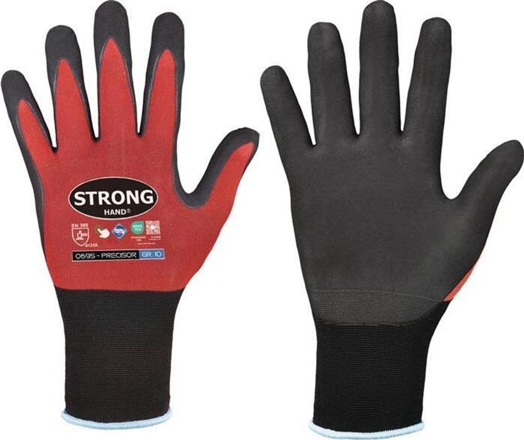 Handschuhe PRECISOR Gr.10 rot/schwarz EN 420/EN 388 PSA II STRONGHAND