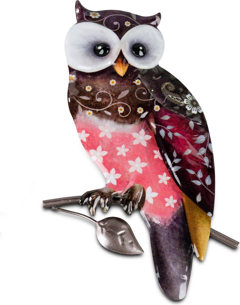 Wanddeko Eule Vogel Uhu Ziervogel Metall Deko Bild Tier Figur Skulptur Hänger