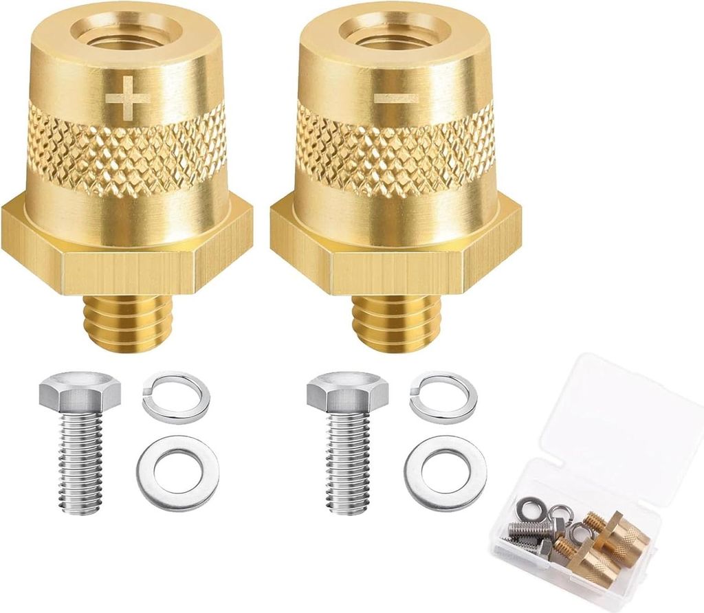 Bolatus Batteriepoladapter M8, Auto Batterieanschlussklemmen, 1 Paar Positiv/Negativ, mit Edelstahlschrauben und Unterlegscheiben