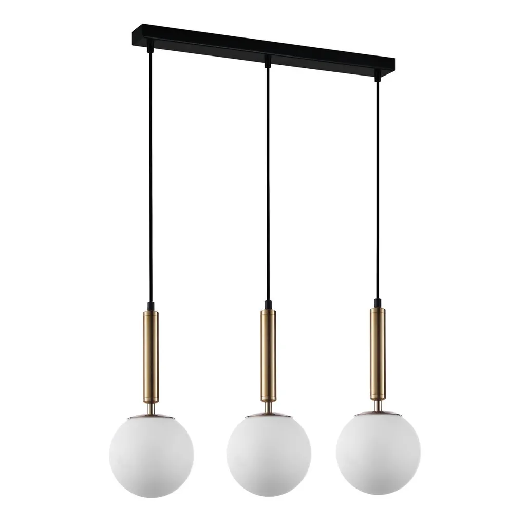 Lampadario Italux Ravena PND-2324-3L GD+OPA | Sospensione Ottone Moderno