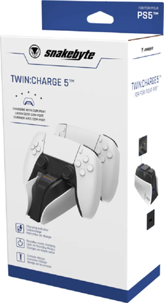 Socle de charge Snakebyte TWIN:CHARGE 5 blanc pour manettes PS5 - 7