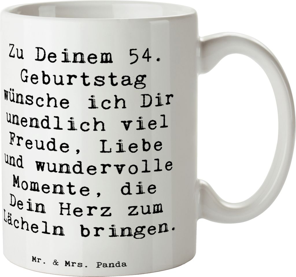 Mr. & Mrs. Panda Teetasse Spruch 54. Geburtstag Freude - Weiß - Geschenk, liebevolle Erinnerungen, Herz zum Lächeln, Kaffeetasse, Glückwunsch, T...