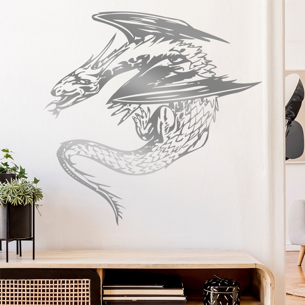 Drachenhort Wandtattoo in 6 Größen - Wandaufkleber Wall Sticker - Dekoration, Küche, Wohnzimmer, Schlafzimmer, Badezimmer