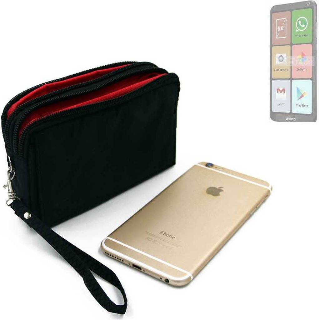 K-S-Trade Schutz Hülle Handy Hülle kompatibel mit Brondi Amico Smartphone XL Nero Gürteltasche Travelbag Handytasche mit Zusatzfächern, schwarz