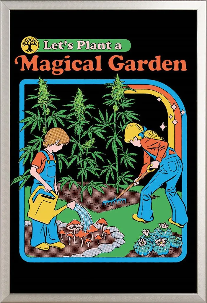 Poster Steven Rhodes Let's Plant a Magical Garden avec Cadre Shinsuke