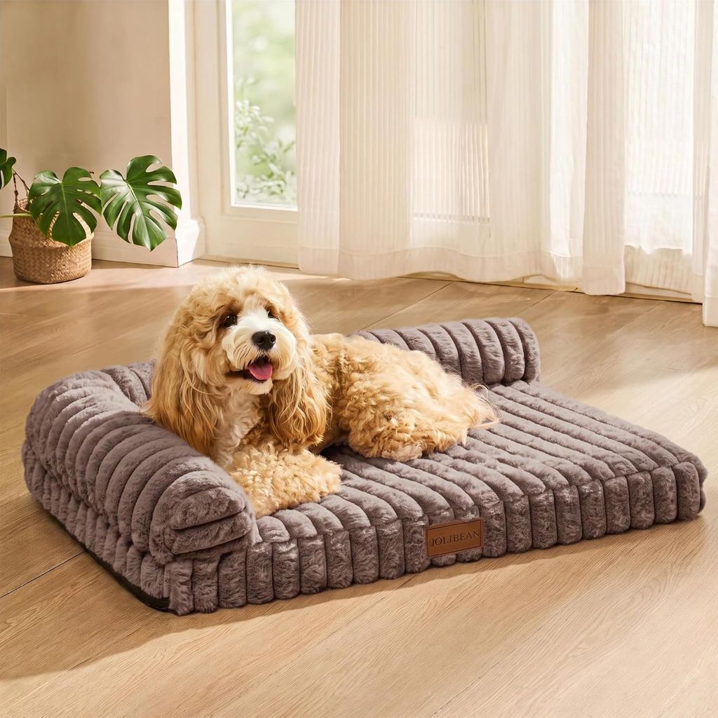 Orthopädisches Hundenest 76x51 cm, waschbarer Bezug, Taupe