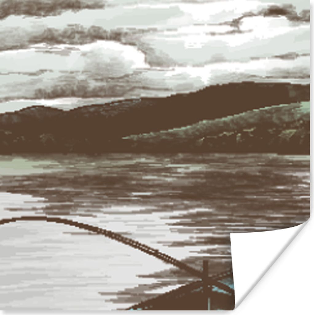 MuchoWow Poster Boot - Meer - Angelrute 30x30 cm - Wandposter - Printing