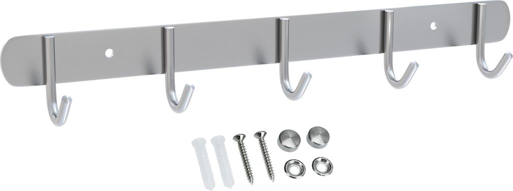 Intirilife Edelstahl Garderobenleiste Modell E - 5 Haken - Produktbild 