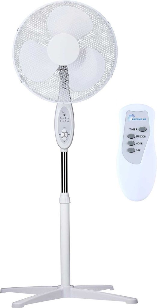 Standventilator mit Fernbedienung, 3 Gebläse-Stufen, Schwenk- und Kipp-Funktion, Timer von 0,5 – 7,5 Std. einstellbar, 2 Betriebsarten, Gittersc...