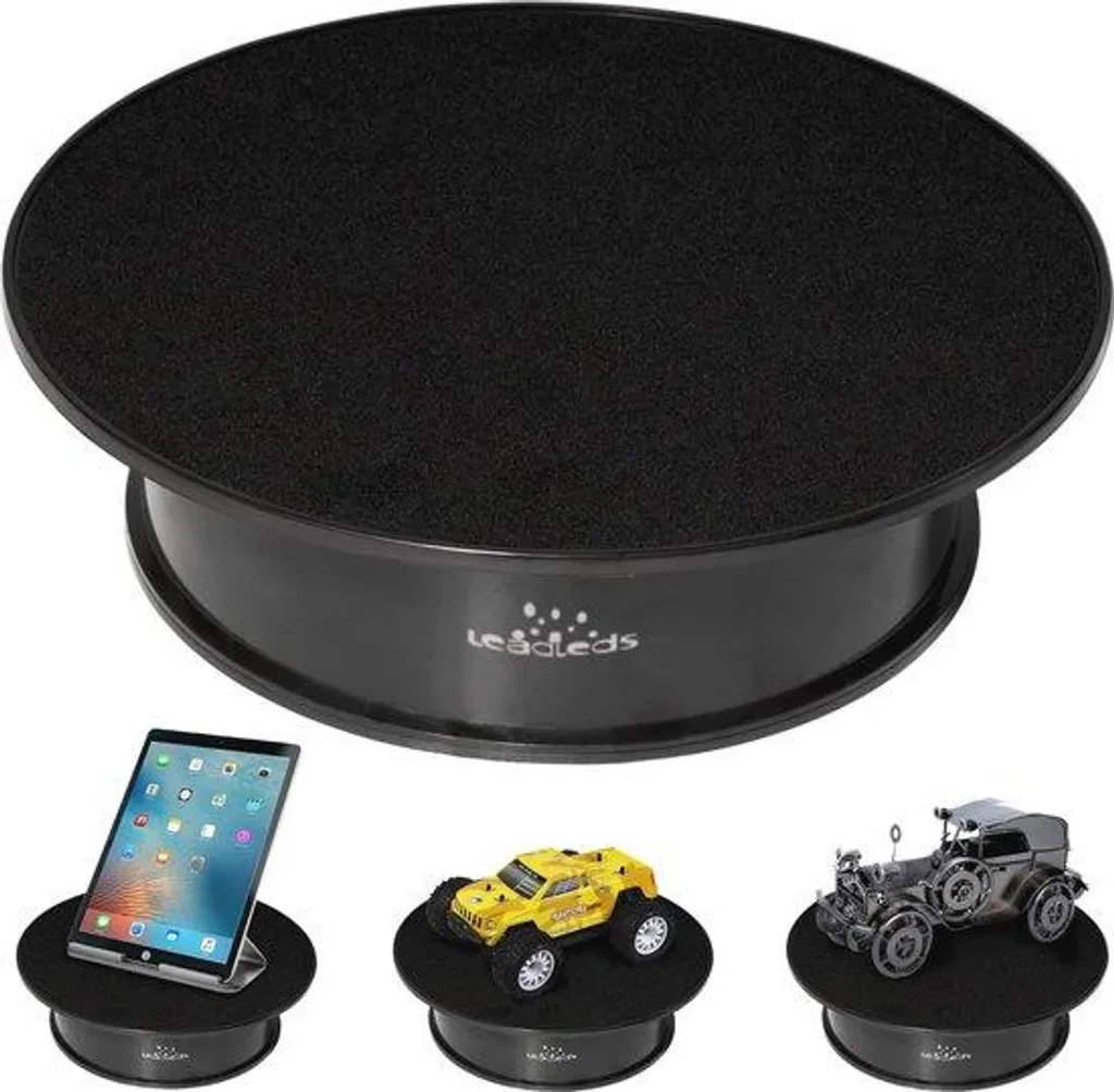 Plateau tournant photo et vitrine 20cm velours noir rotation 360 - X4