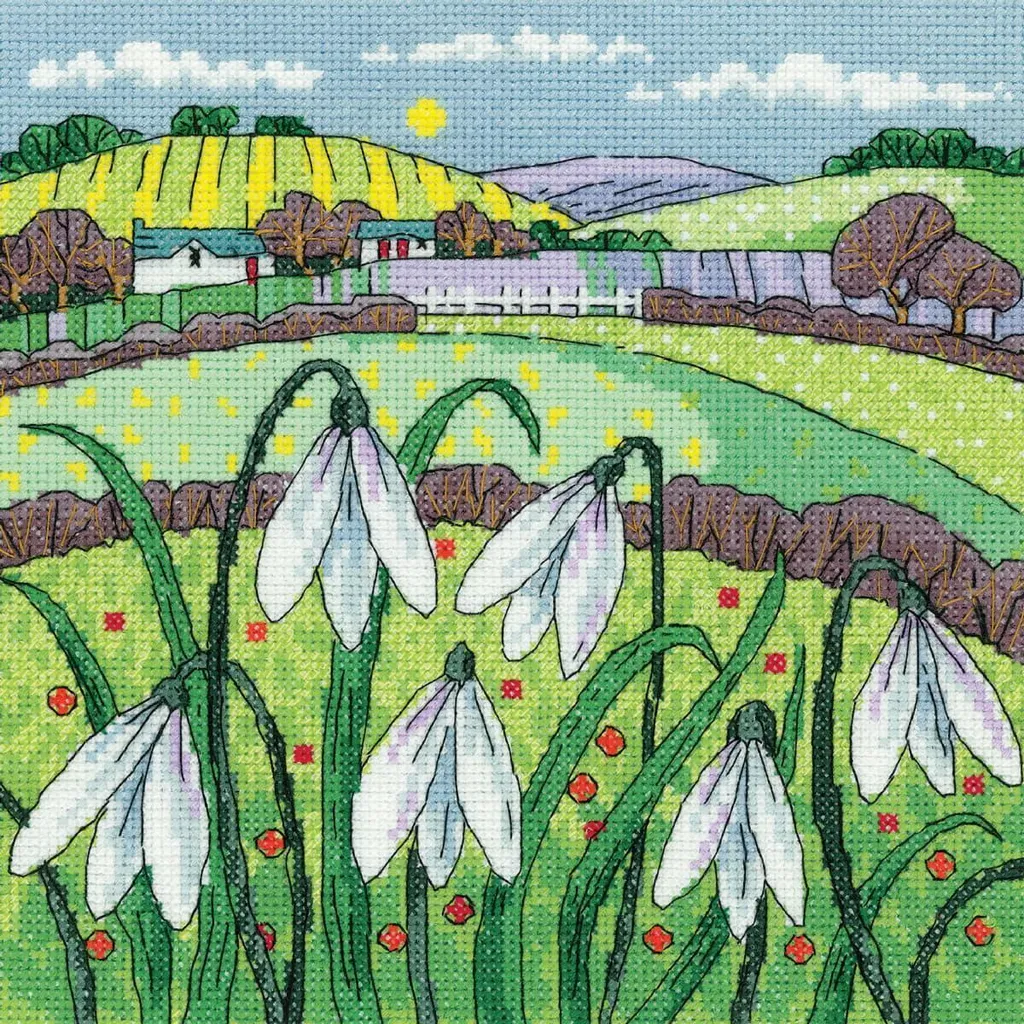 Kit de Broderie Point de Croix Compté Paysage Hivernal sur Toile Aida