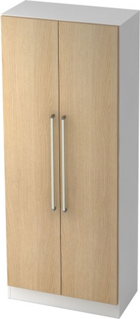 Garderobenschrank Modell 7200 mit Flügeltüren W/E Weiß/Eiche-CE = ChromgriffMetall