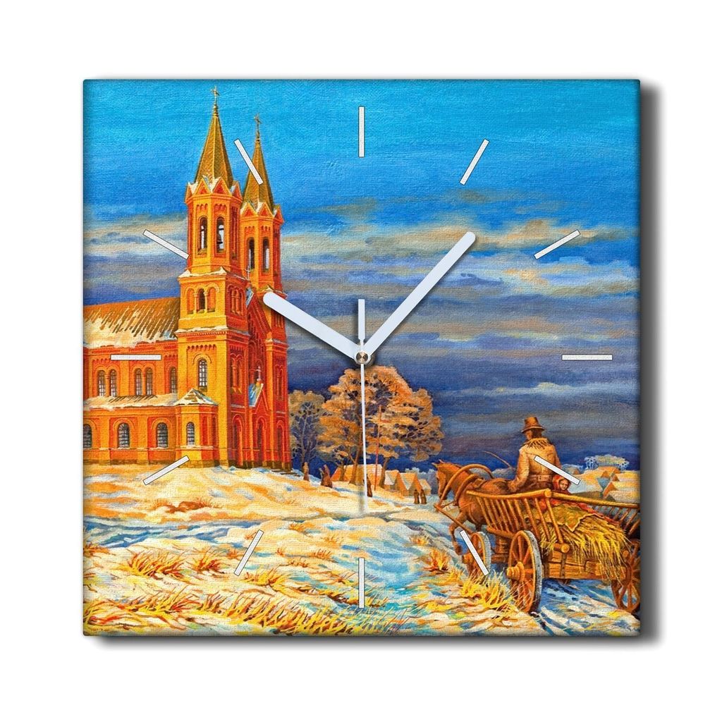 Coloray Hodiny Unikátní 30x30 cm Tiché hodiny Pro obývací pokoj a kuchyň Nástěnné hodiny Plátno Černé ručičky hodin - Dom Village