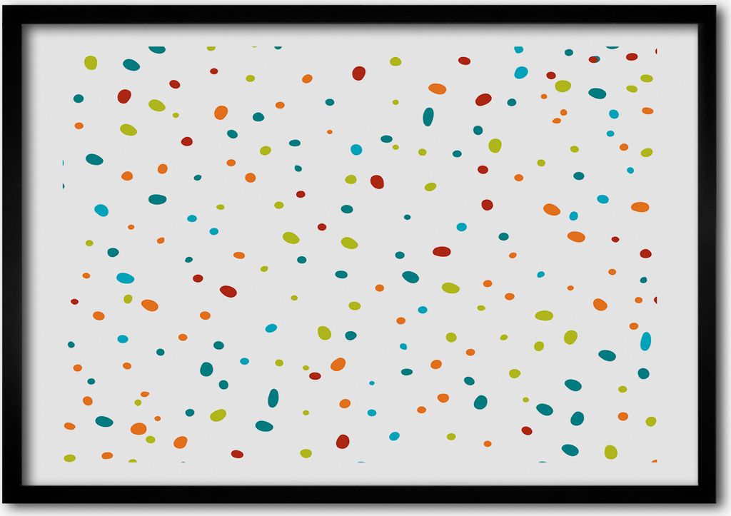 Bild - Bilder - Bilderrahmen - 70 cm x 50 cm - MDF-Rahmen, Wandkunst farbige Punkte
