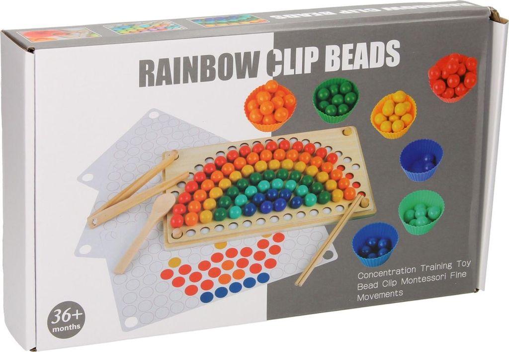 Regenbogen Cup Kugelspiel Holz Farbspiel für Kinder pädagogisch