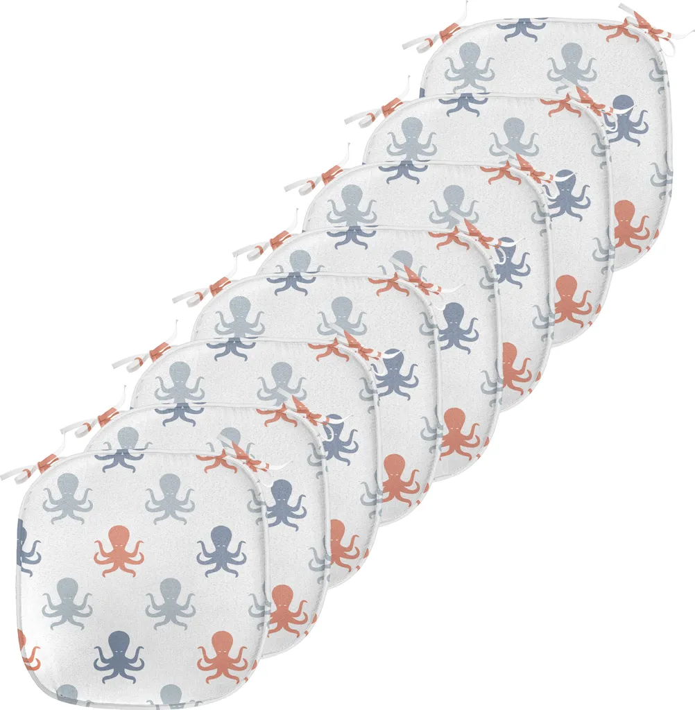 Coussin de Siège avec Sangles Imperméable 40cm Lot de 8 Motif Pieuvre Mer