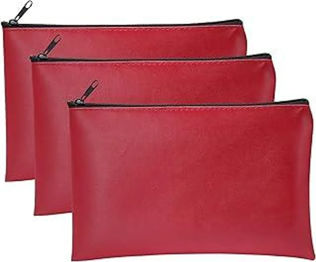 3 Buste Documenti A5 Professionali Pelle PU Rossa 25x16 cm Lavoro