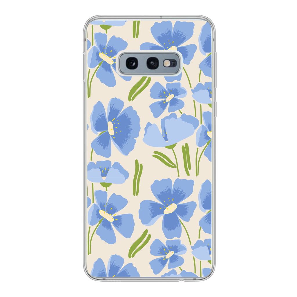 MuchoWow Handyhülle Schutzhülle Hülle für Samsung Galaxy S10e Blume - Blau - Muster Silikon Softcase Handy Hülle - Handy