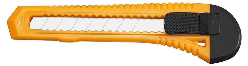 Cuttermesser 18 mm inkl. 1 Abbrechklinge Cutter mit Kunststoffgehäuse orange