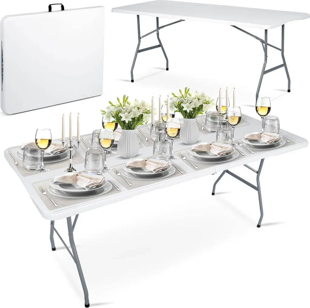 Table pliante 180 cm Plonos en polyéthylène blanc haute résistance