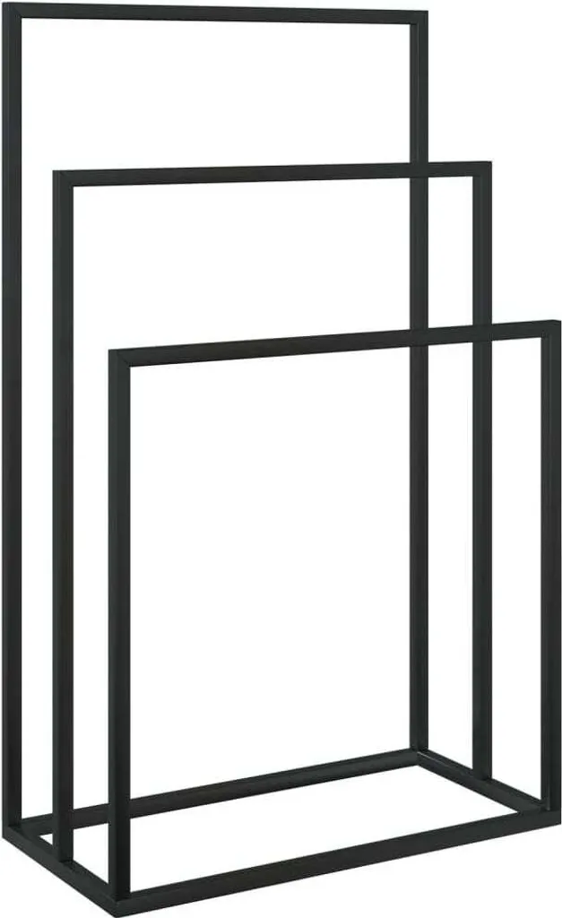 vidaXL Porta Asciugamani da Bagno in Ferro Nero 48x24x79 cm Stand