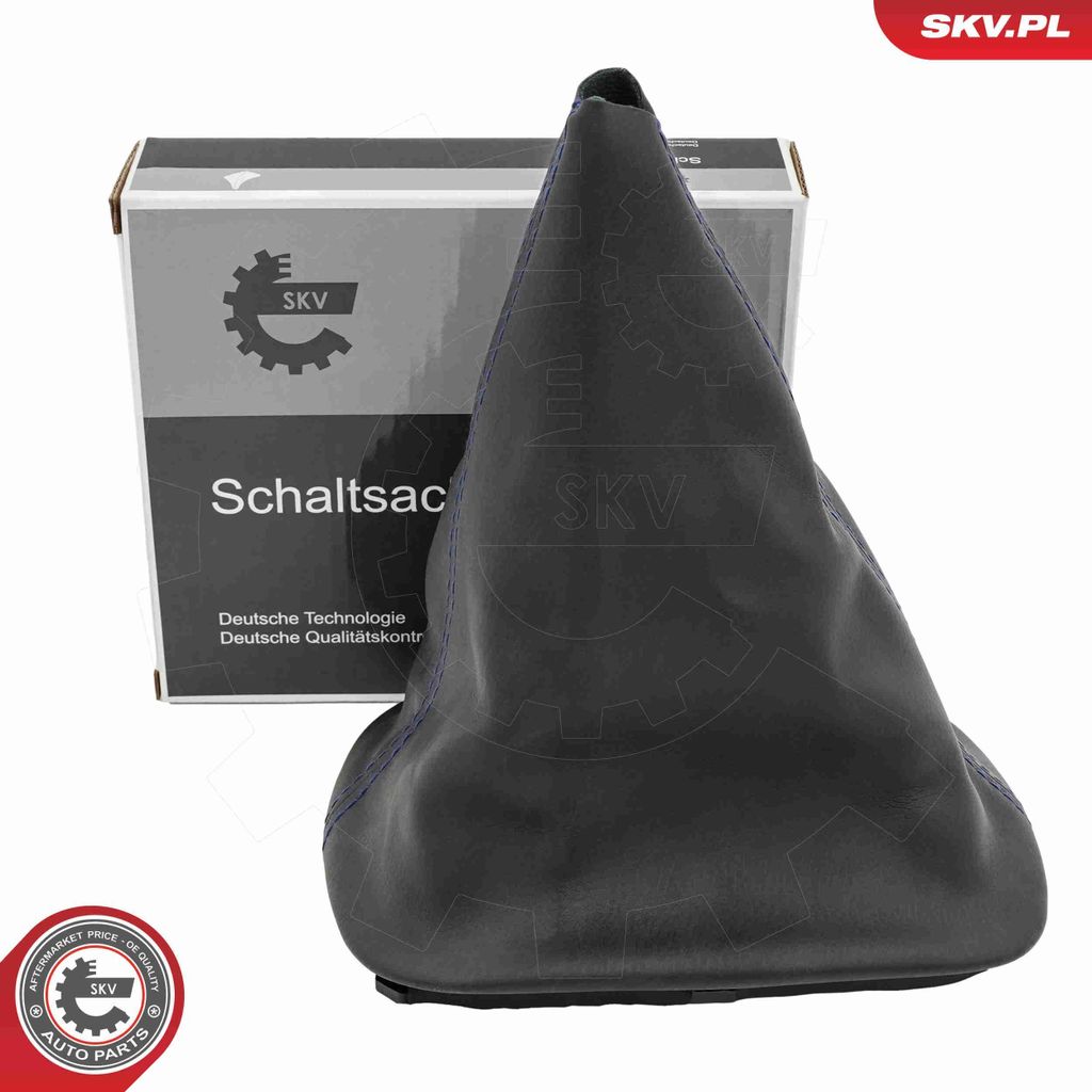 ESEN SKV Schaltknauf Schalthebelknauf Schwarz Synthetikleder für VW Golf IV Schrägheck (1J1) GOLF VI (5K1) Golf V Schrägheck (1K1) POLO (9N) TOURAN