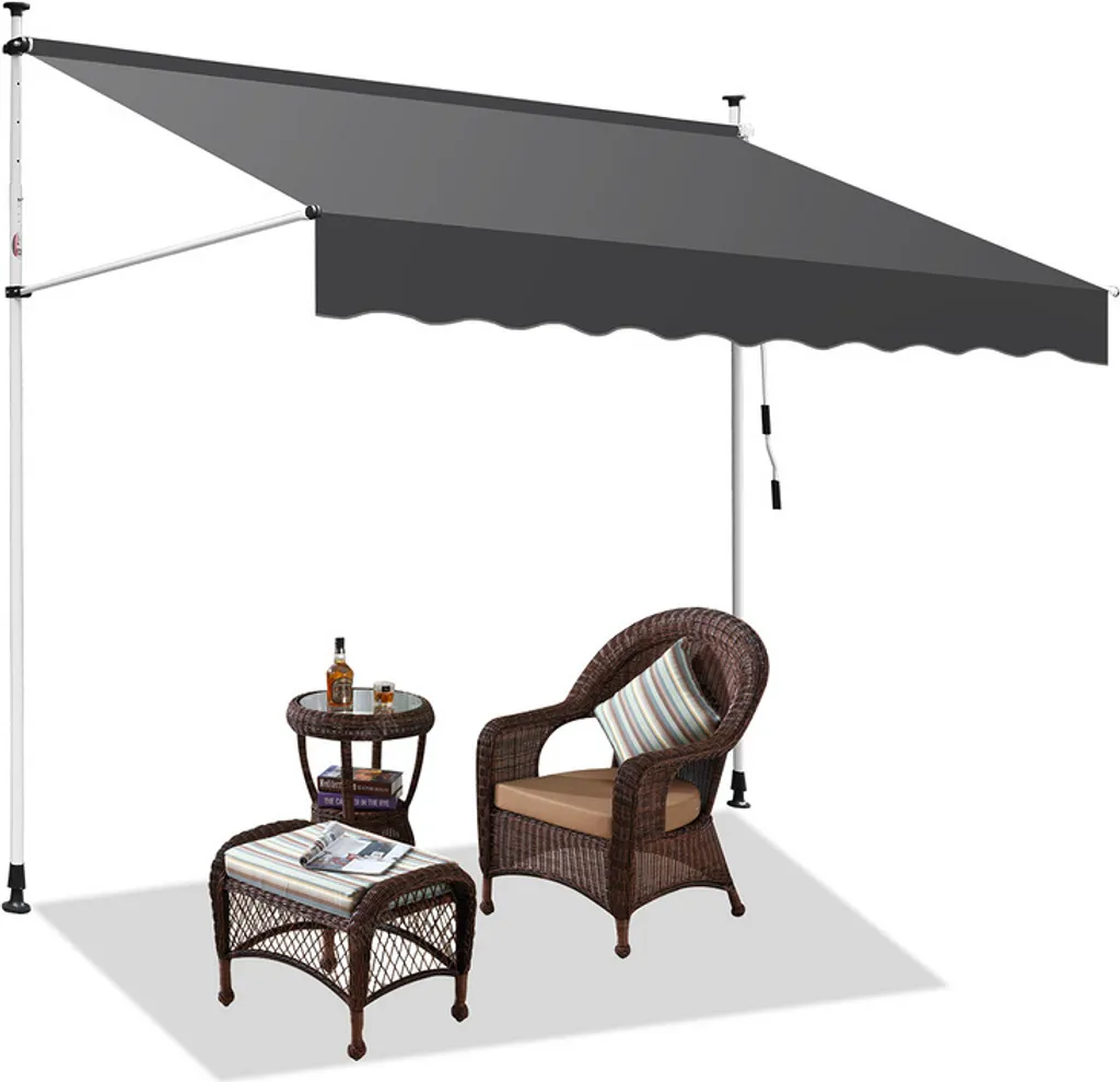 Tenda da Sole Clanmacy 300cm Grigio: Parasole Balcone Senza Fori