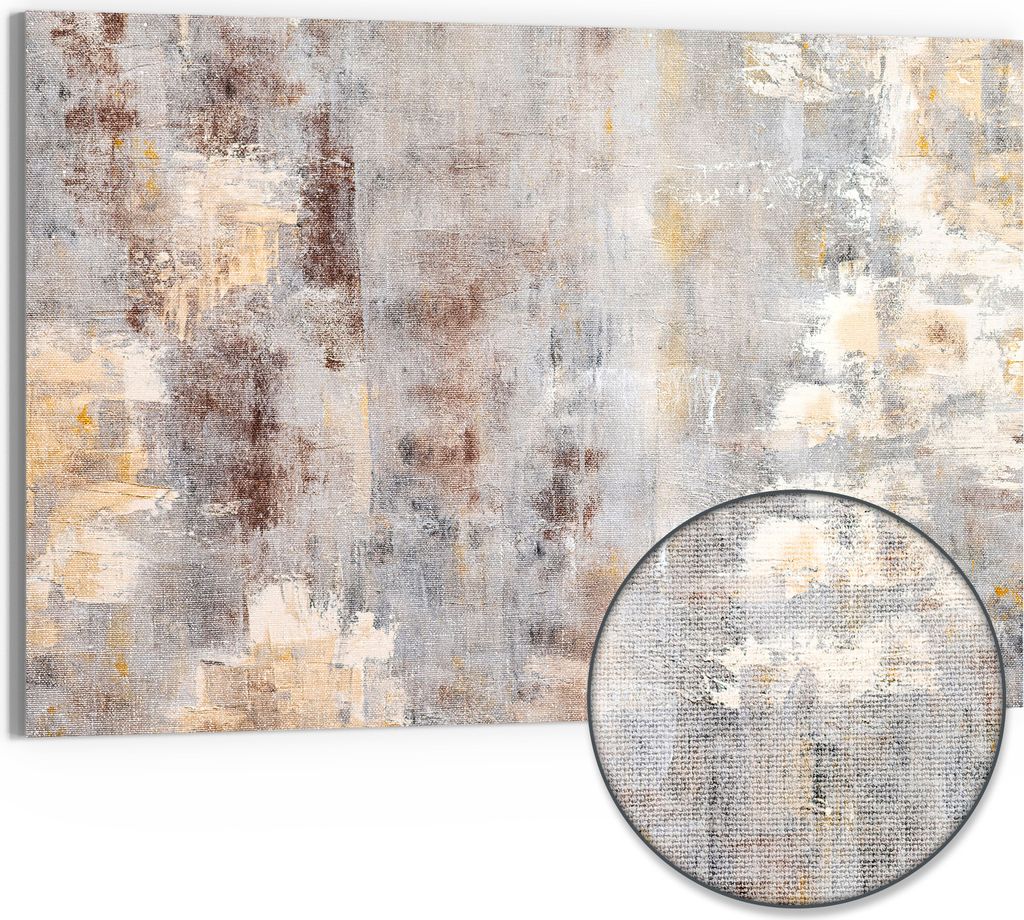 DEQORI Hybrid Leinwand Bild 90x60 cm 'Verwitterte Eleganz' Wandbild Glas flach modern