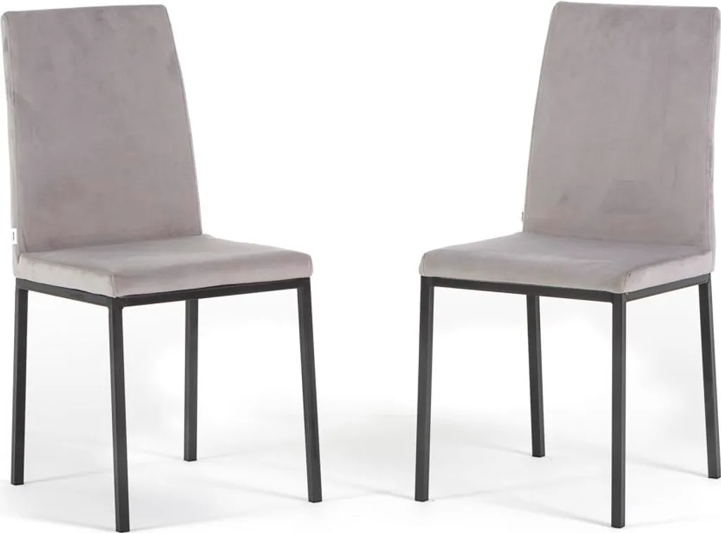 Chaise de Salle à Manger en Velours Gris Dossier Haut - Lot de 2 ALMA