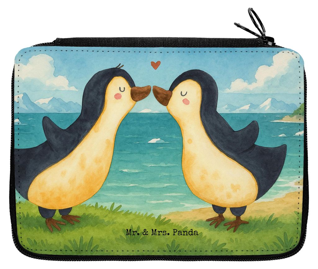 Mr. & Mrs. Panda Bleistiftetui Pinguine Kuss Design - Weiß - Geschenk, für Frauen, Hochzeitstag, Schlampermäppchen, Mäppchen, Freund, Freundin,...