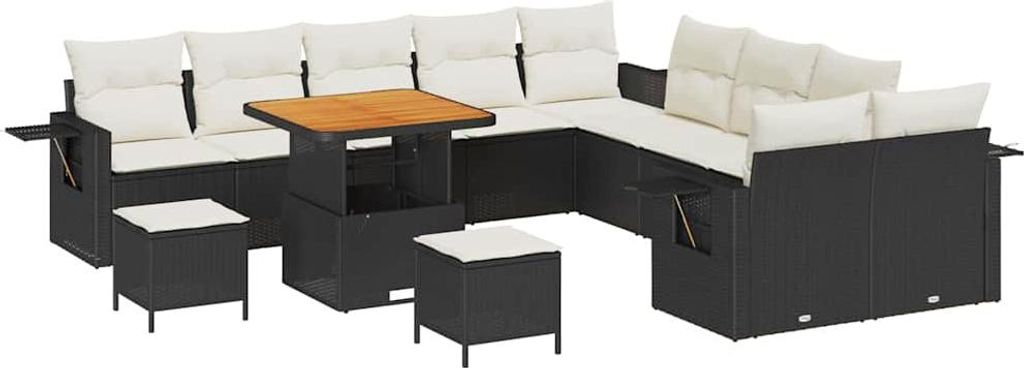 Gartensofa-set 13 pcs Schwarz Poly-Rattan
