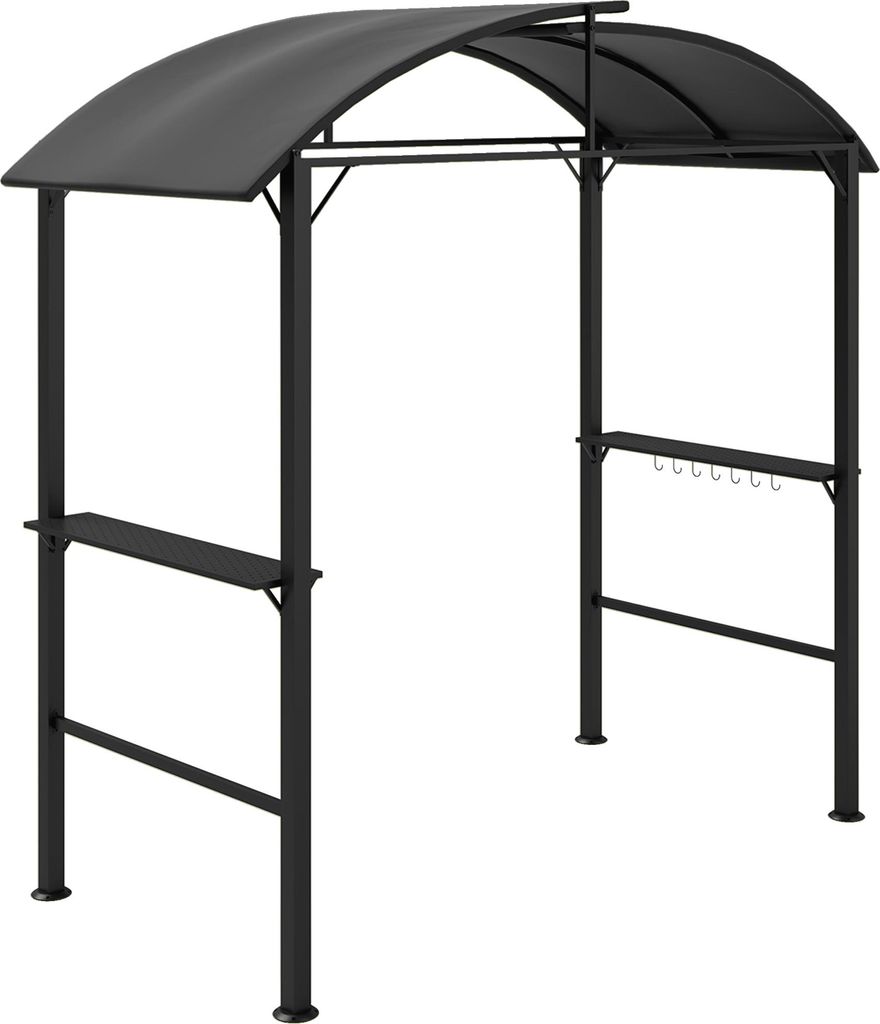 Fortuna Lai Grillpavillon 233 x 110 x 235 cm winddicht Gartenpavillon mit Doppeldach,Regalen, Gartenlauben mit UV-Schutz, BBQ Pavillon aus Stahl, G...