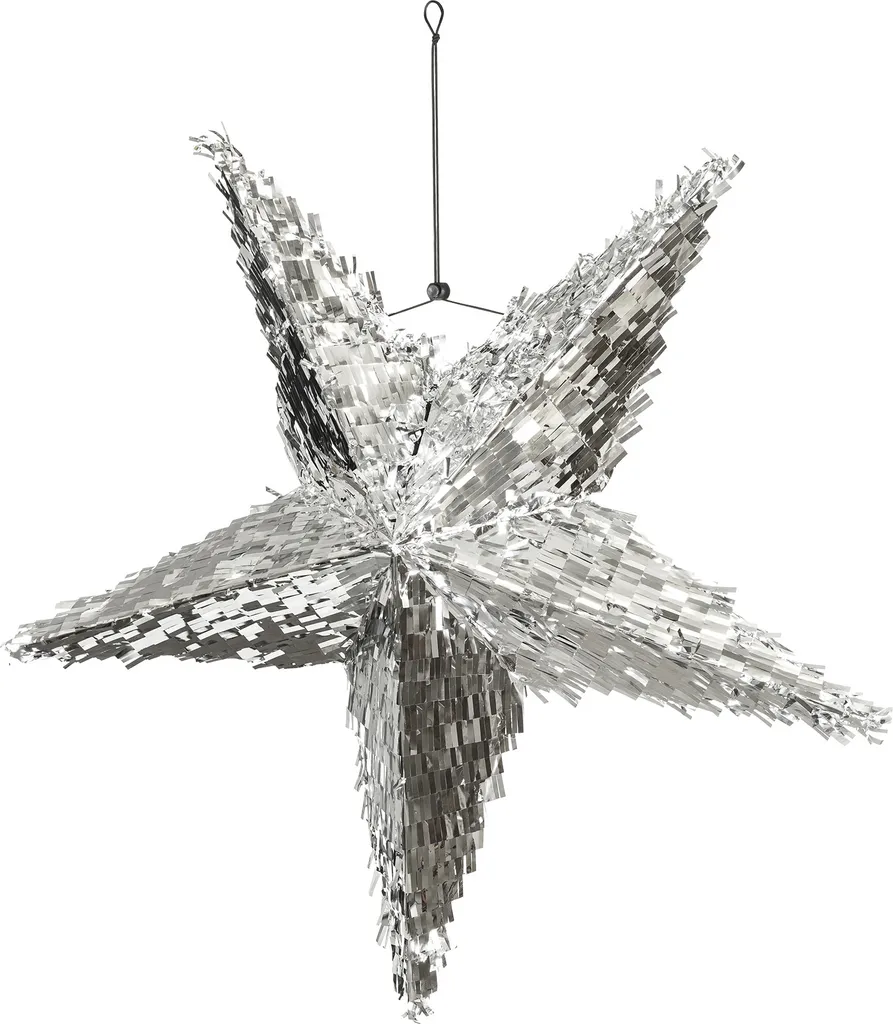 Piñata étoile XL argentée 68cm - Grande capacité de remplissage bonbon