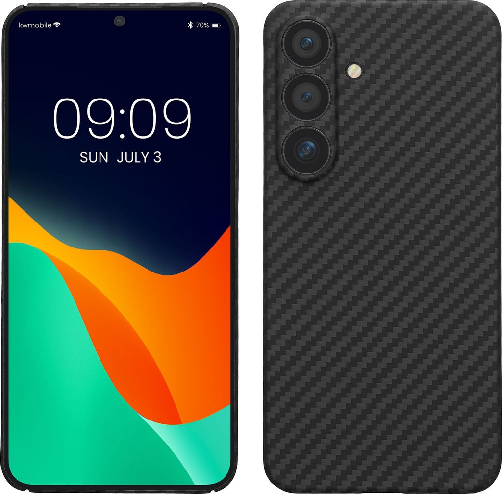 kalibri Schutzhülle kompatibel mit Samsung Galaxy S25 Plus - Hülle Aramid - Handy Cover Case Handyhülle Schwarz matt