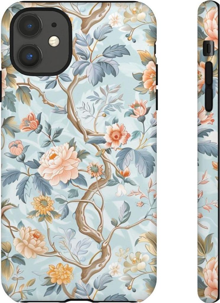 Pastellfarbenes Chinoiserie-Blumenmuster – Hülle Kompatibel mit iPhone 11