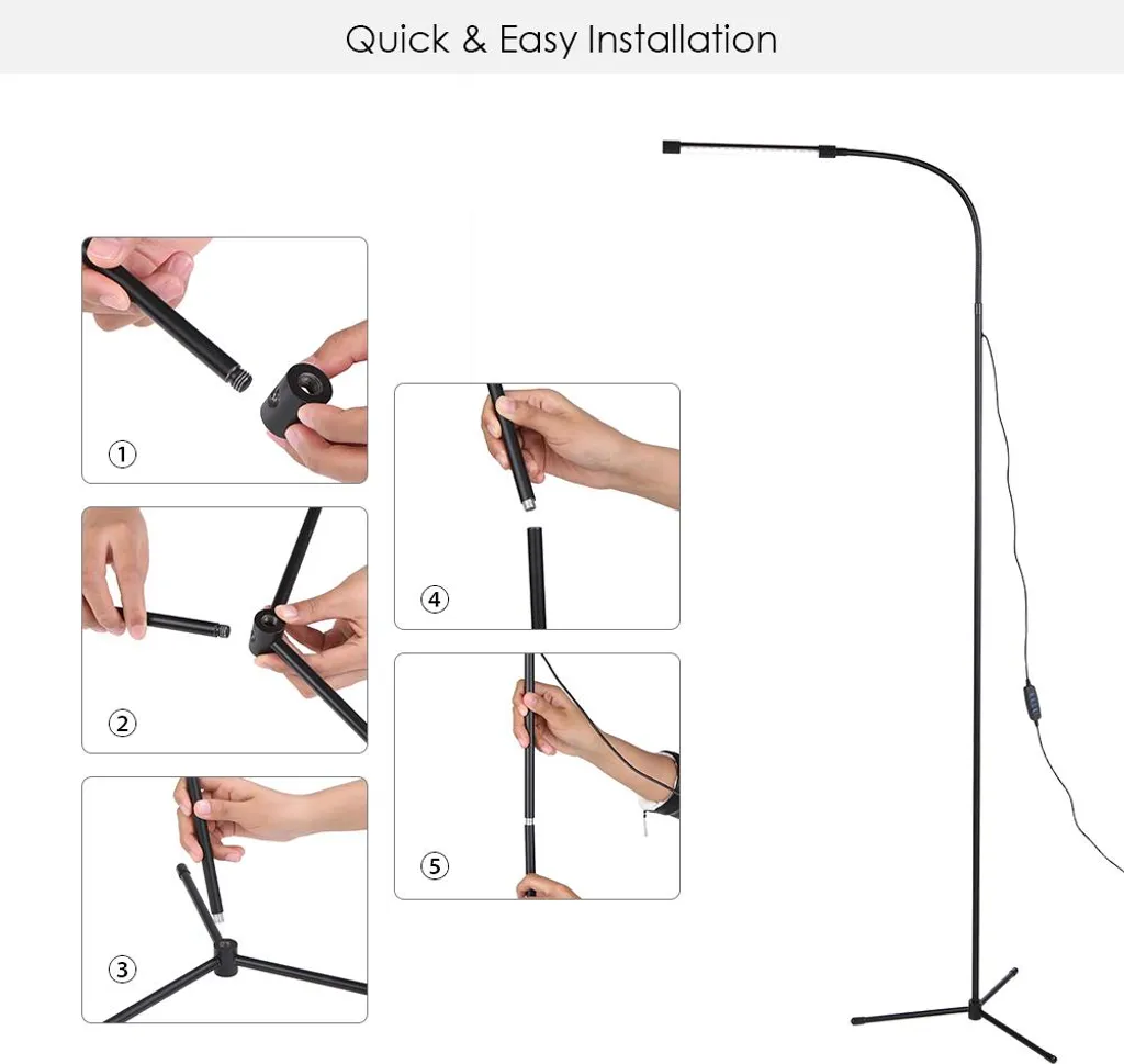 Éclairage sur pied LED anti-fatigue oculaire avec 10 modes réglables