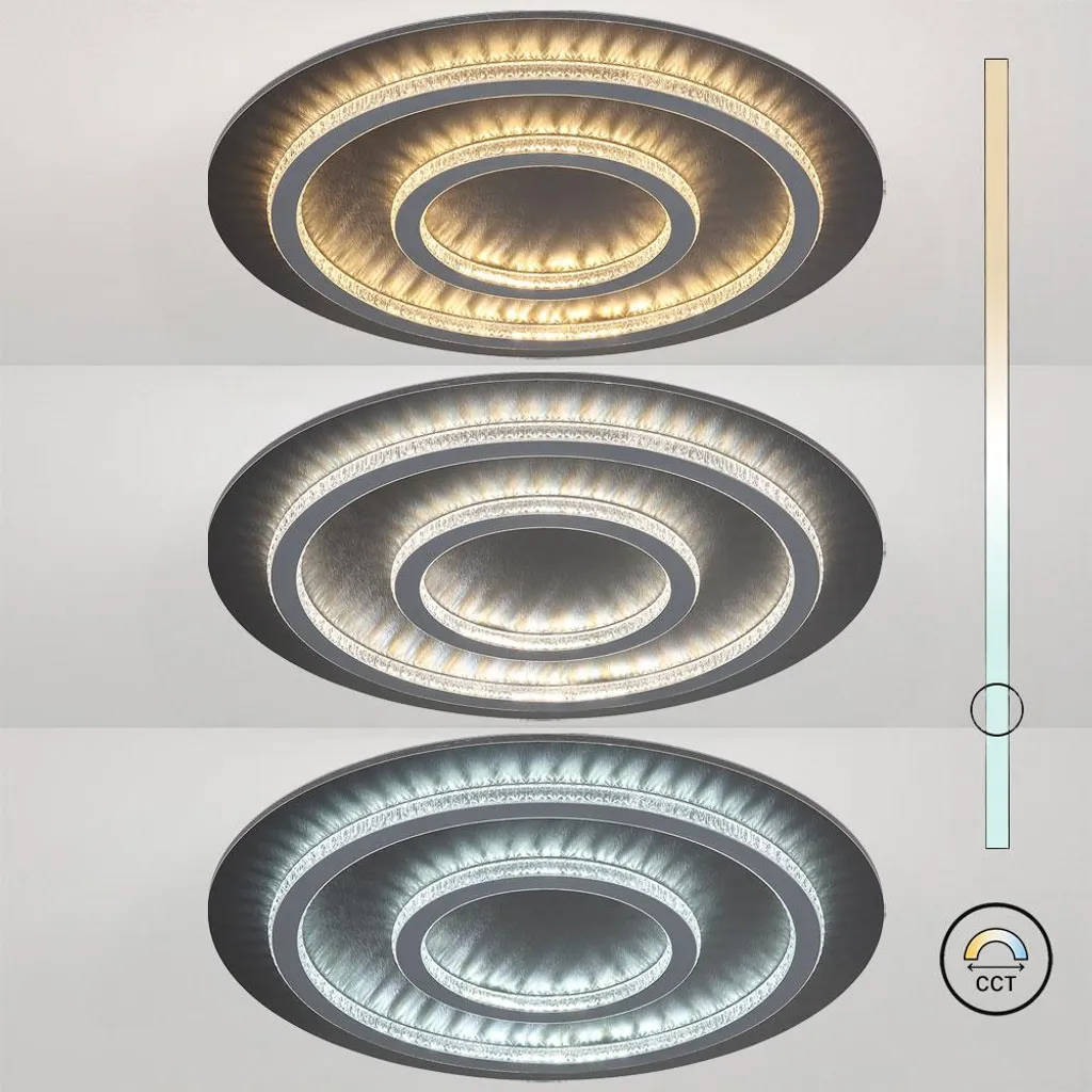 Plafonnier LED Anthracite à Cristaux D 55 cm avec Intensité Variable - 6