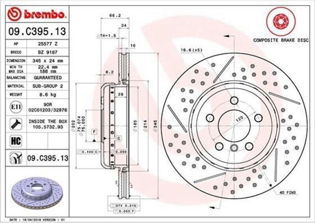 Bremsscheibe BREMBO 09.C395.13