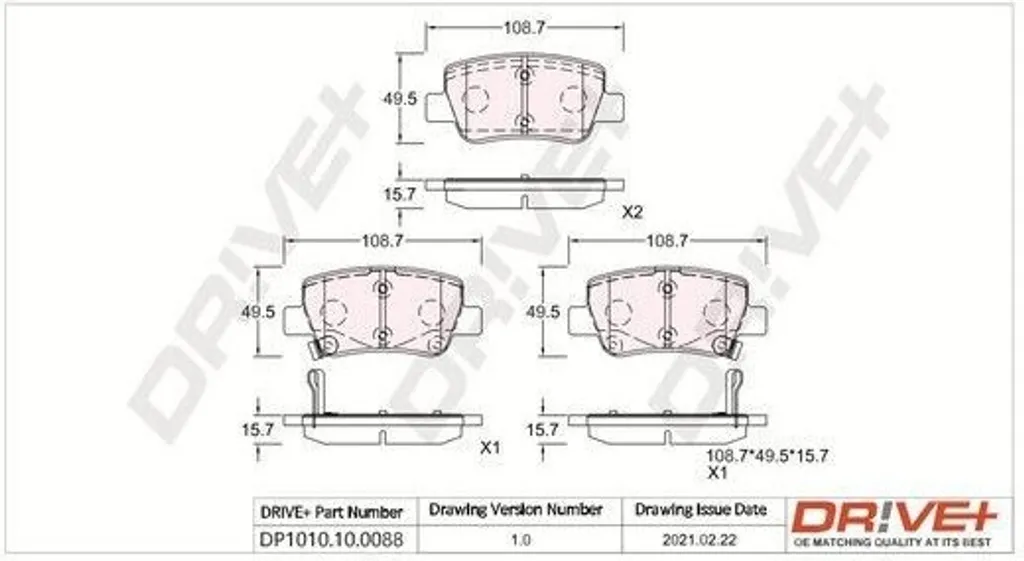 Jeu de plaquettes de frein arrière DP1010.10.0088 pour Toyota Avensis