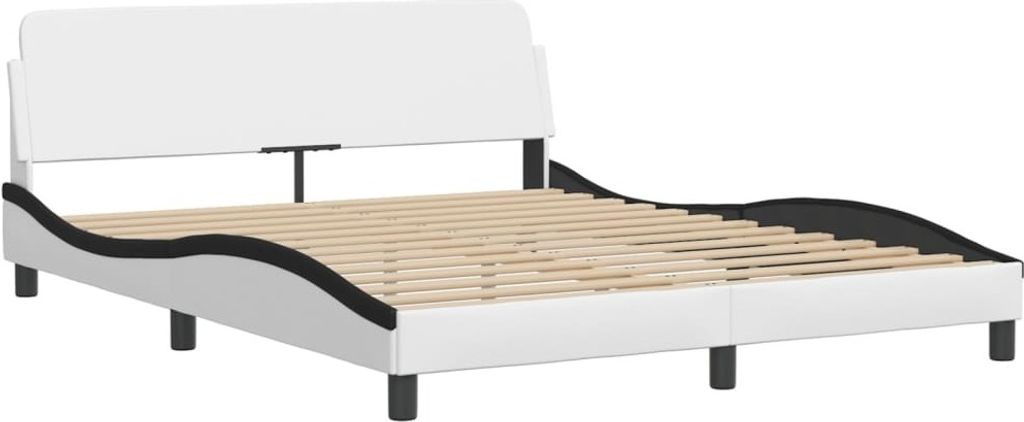 Bettgestell "Dover" Weiß und Schwarz 160x200 cm Kunstleder