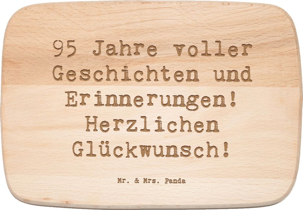 Mr. & Mrs. Panda Schneidebrett Spruch 95. Geburtstag - Transparent - Geschenk, Geburtstagsgeschenk, Happy Birthday, snackbrett, Herzlichen Glückwu...