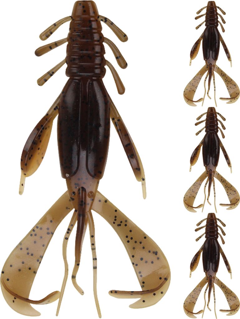 4 Stück 10 cm/10 g weicher Krebsköder mit Pailletten, realistischer bionischer künstlicher Garnelenköder aus PVC, Süßwasser, Salzwasser, Bass...