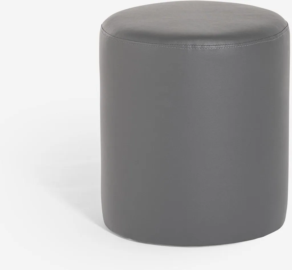 Tabouret de pied Hebi en similicuir gris et blanc - Design cylindrique