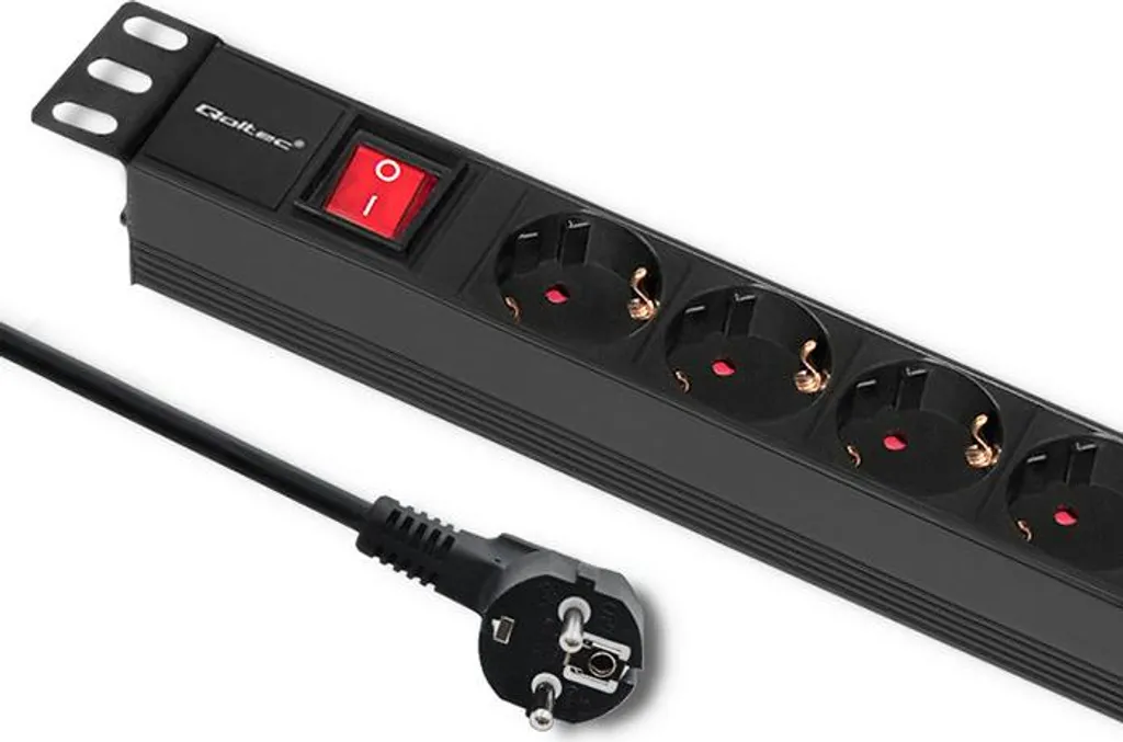 Multipresa Rack 19 1U Qoltec 16A 6 Prese Schuko | Installazione Facile