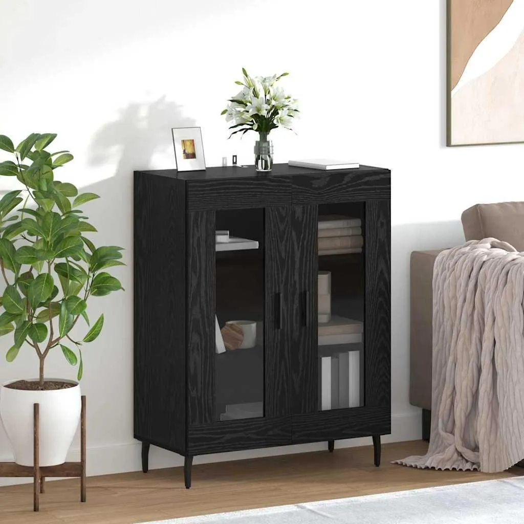 vidaXL Buffet 2 Ante Rovere Nero 90cm Altezza - Mobiletto Multiuso Casa