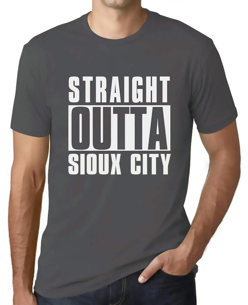 Herren Grafik T-Shirt Direkt aus Sioux City – Straight Outta Sioux City – Öko-Verantwortlich Vintage Jahrgang Kurzarm Lustige Druck Geburtstag
