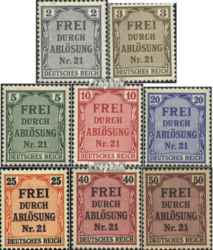 Briefmarken Deutsches Reich 1903 Mi D1-D8 (kompl.Ausg.) mit Falz Preußen/Inschrift
